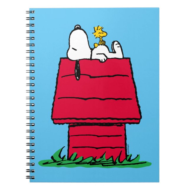 Caderno Espiral Amendoins | Snoopy & Woodstock Doghouse (Frente)
