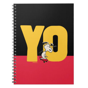 Caderno Espiral Amendoins   Snoopy YO Skateboard