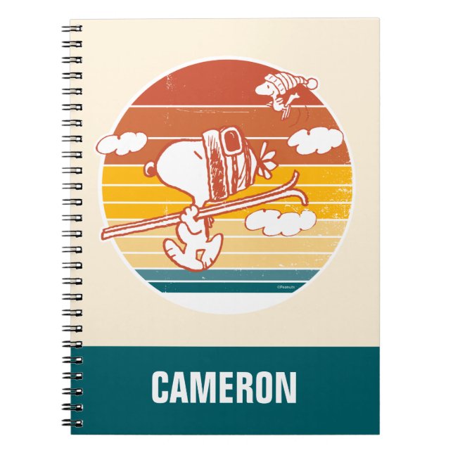 Caderno Espiral Amendoins | Triagem de Esqui de Snoopy & Woodstock (Frente)