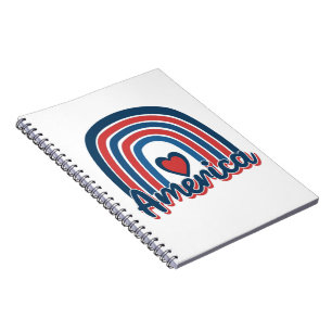 Caderno Espiral América 4 de julho Celebração Rainbow EUA