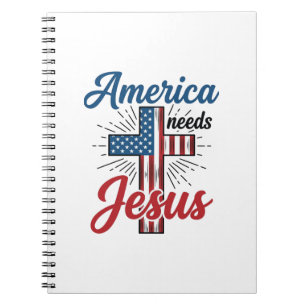 Caderno Espiral América Precisa de Jesus Camisa Patriótica da Cruz