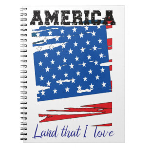 Caderno Espiral América, terra que eu amo notebook, bandeira ameri