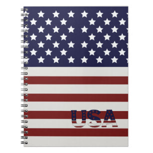 Caderno Espiral American Flag American USA Pattern