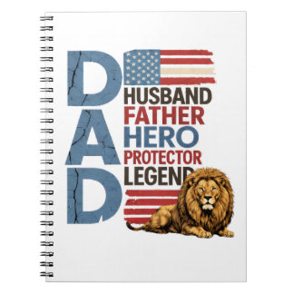 Caderno Espiral American Flag Dad Lion Patriotic