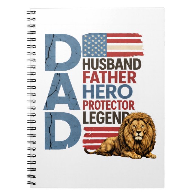Caderno Espiral American Flag Dad Lion Patriotic (Frente)
