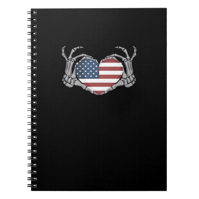 Caderno Espiral American Flag Heart Feed (Frente)