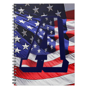 Caderno Espiral American Flag & Letter "A" Spiral Notebook