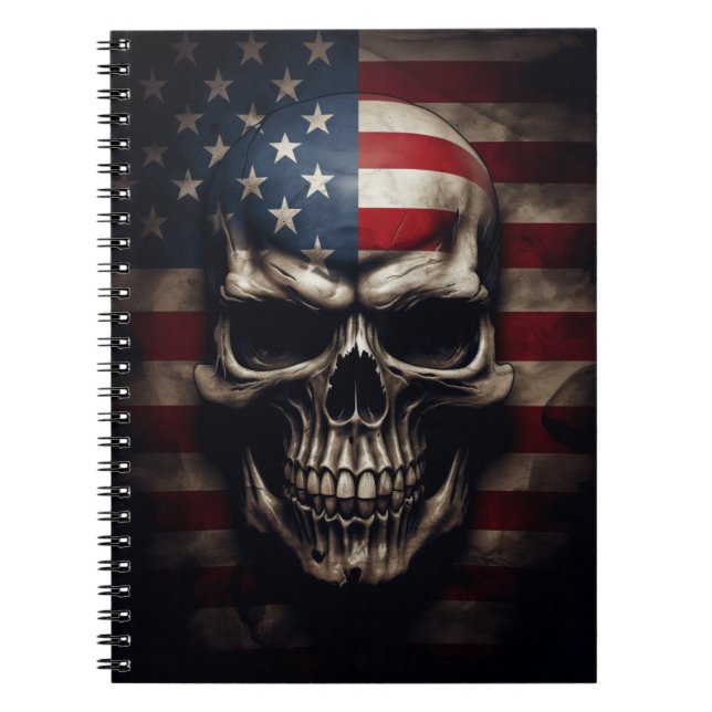 Caderno Espiral American Flag Skull (Frente)