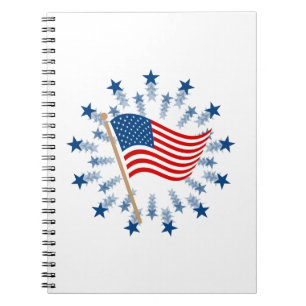 Caderno Espiral American Flag Starburst Fireworks 4 de julho