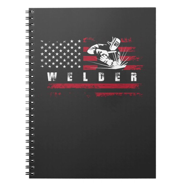 Caderno Espiral American Flag Welder USA Metalworking Weld (Frente)