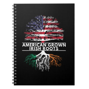 Caderno Espiral American Grown Irish Roots Flag Ireland RUA. PÁTRI