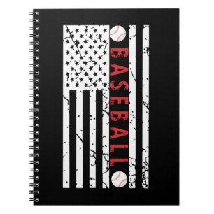 Caderno Espiral American Grunge Flag Fans Baseball em Lover