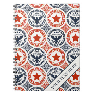 Caderno Espiral Americana Heritage Eagle Medalha -Navy Vermelho Cr