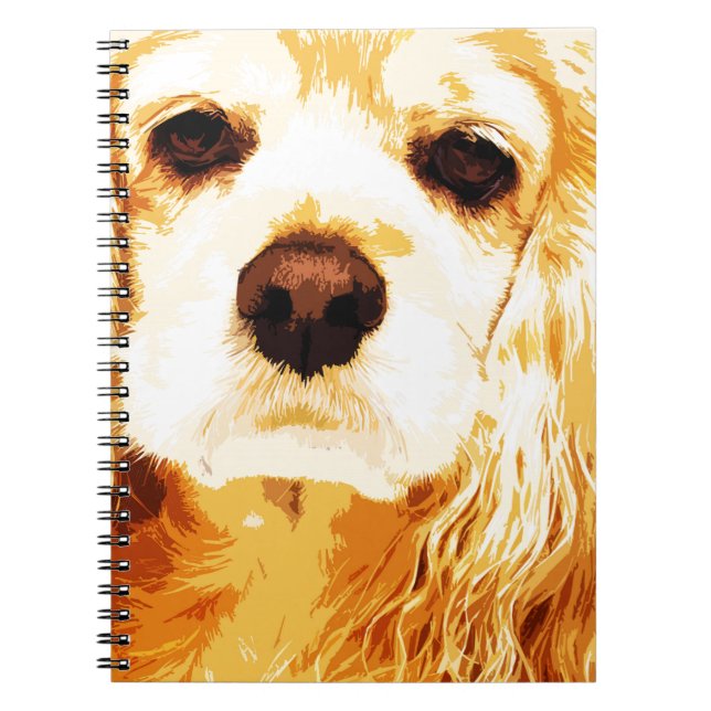 Caderno Espiral americano amarelo moderno cocker spaniel (Frente)