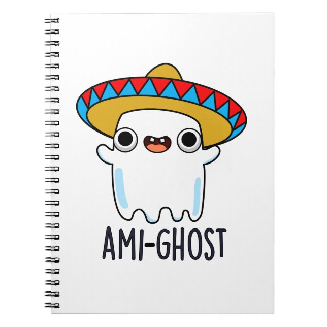 Caderno Espiral Ami-gost Funny Mexican Amigo Ghost Pun (Frente)