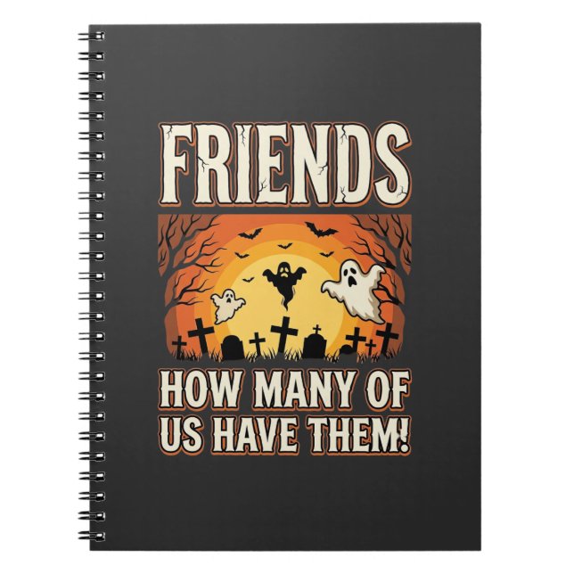 Caderno Espiral Amigos Design de Cemitério de Fantasmas de Hallowe (Frente)