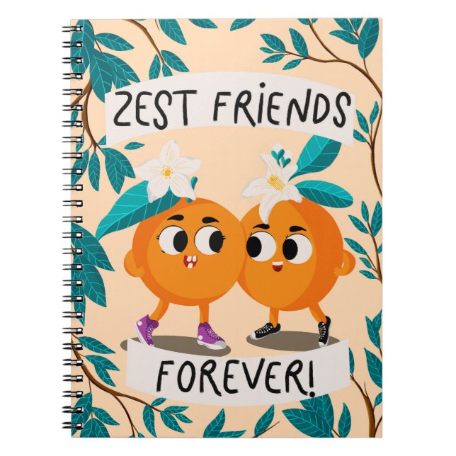 Caderno Espiral Amigos Fofos de Casca de Laranja (Frente)