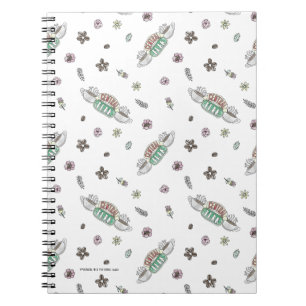 Caderno Espiral AMIGOS™ Padrão De Aquarela Do Café De Perk Ce