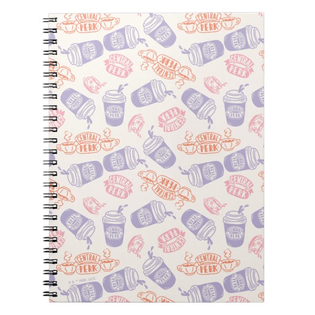 Caderno Espiral AMIGOS™ | Padrão de Perk Central Pastel (Frente)