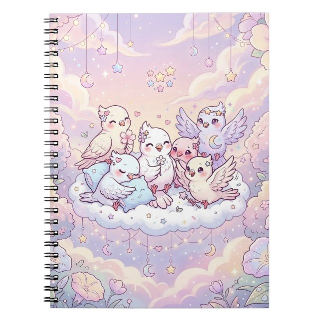 Caderno Espiral Amigos Pássaros Sonhadores Fofos (Frente)