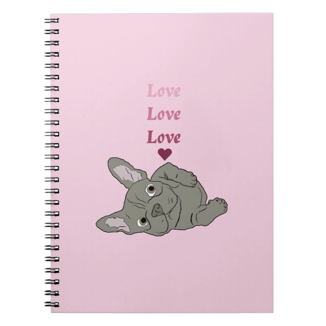 Caderno Espiral Amo Bulldog Francês (Frente)