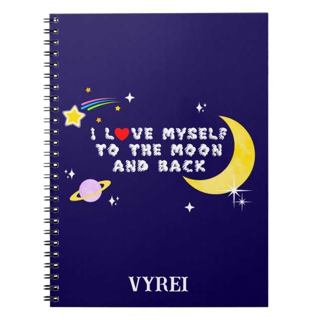 Caderno Espiral Amo-me à Lua e à Afirmação Positiva (Frente)