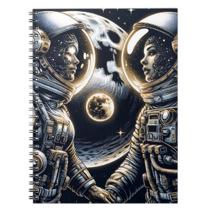 Caderno Espiral Amo Você para a Lua e de Volta Astronautas