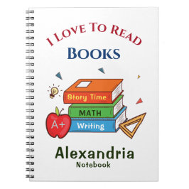 Caderno Espiral Amor A Ler Livros Leitura Personalizar