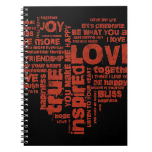 Caderno Espiral Amor Alegria Inspiração Palavras Namorados dia