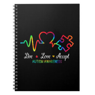 Caderno Espiral Amor ao Vivo Aceita Autismo Sensibilização Mês Cam