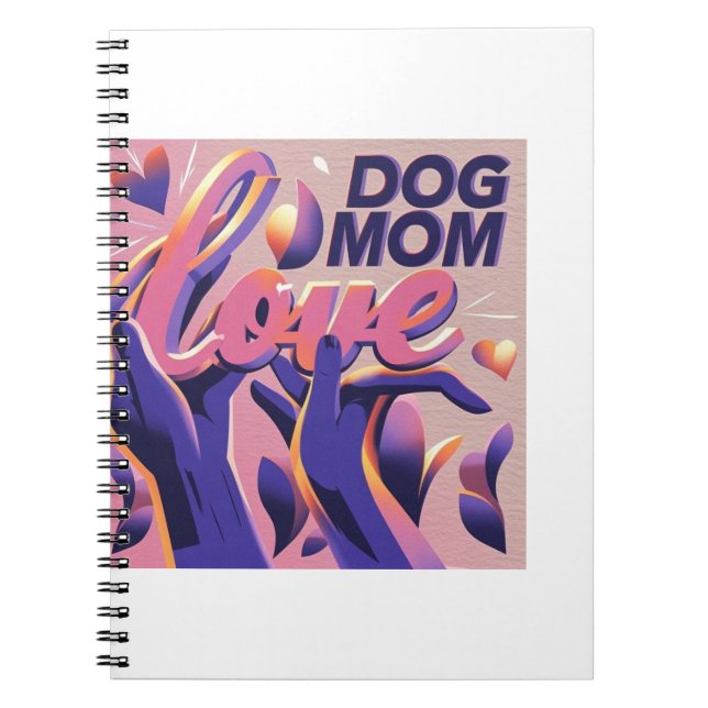 Caderno Espiral Amor Cachorro Mãe Rosa Roxo (Frente)