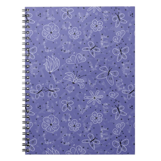 Caderno Espiral Amor de BORBOLETA - padrão contínuo. (Frente)