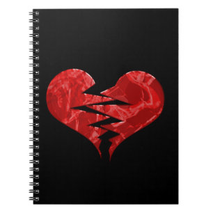 CADERNO ESPIRAL AMOR DE CORAÇÃO VERMELHO QUEBRADO EMO ACABA COM