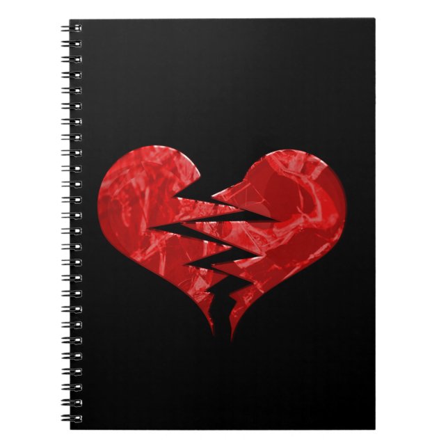 CADERNO ESPIRAL AMOR DE CORAÇÃO VERMELHO QUEBRADO EMO ACABA COM SE (Frente)