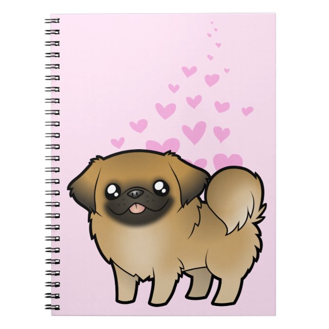 Caderno Espiral Amor de Pekingese (filhote de cachorro cortado) (Frente)