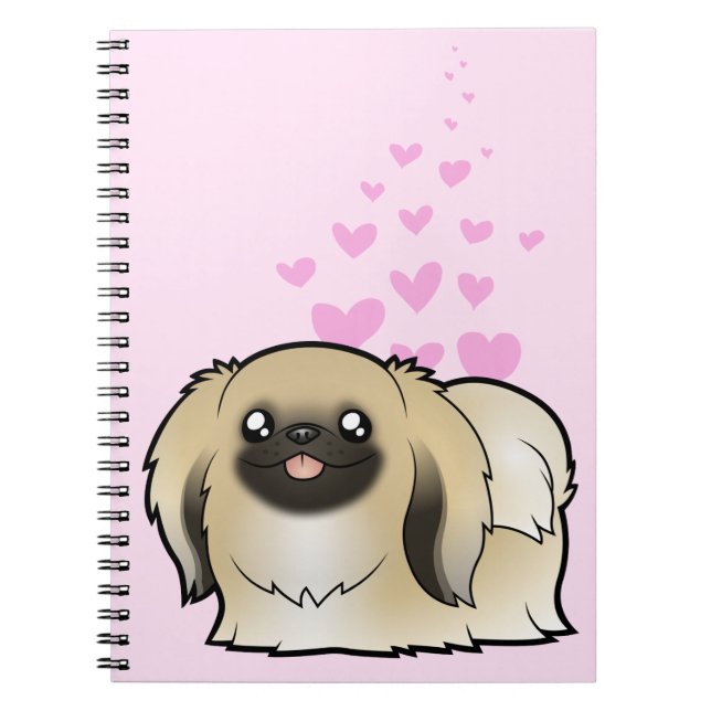 Caderno Espiral Amor de Pekingese (mostra cortada) (Frente)
