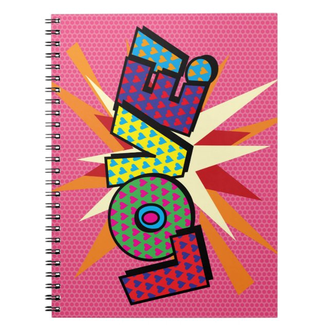 Caderno Espiral AMOR Divertido Retro Bic Book Pop Art (Frente)