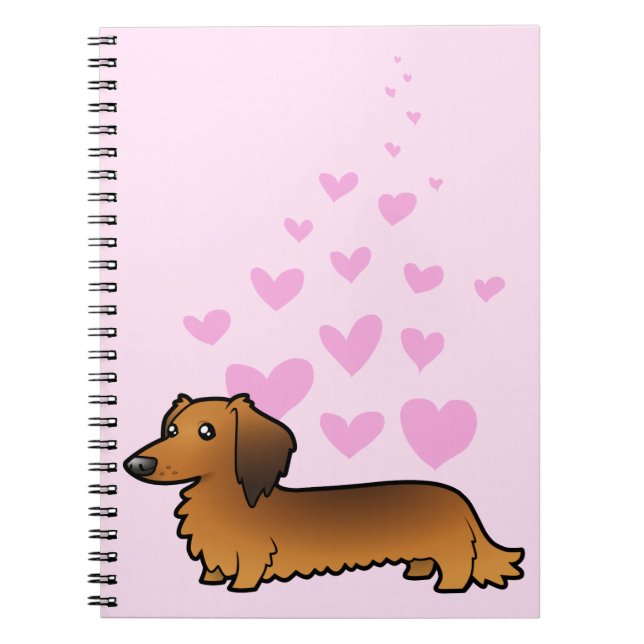 Caderno Espiral Amor do Dachshund (longhair) (Frente)