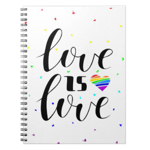 Caderno Espiral Amor é Amor Corações Arco-Íris