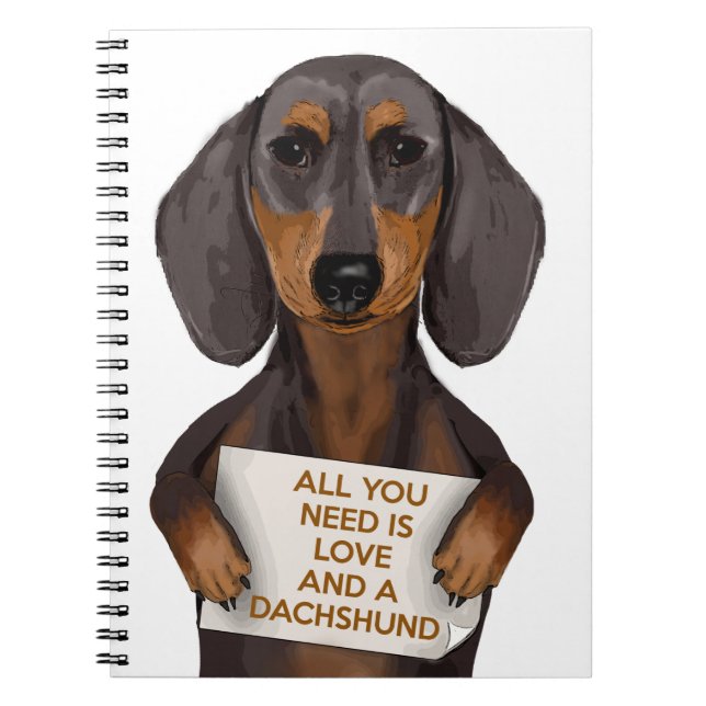 Caderno Espiral Amor e Dachshund (Frente)