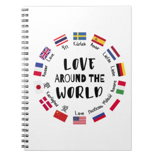 Caderno Espiral Amor em todo o mundo Idiomas