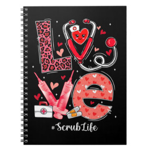 Caderno Espiral AMOR Estetoscópio Cardíaco Esmaga A Vida Enfermeir