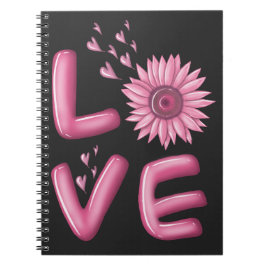 Caderno Espiral Amor Girassol Rosa