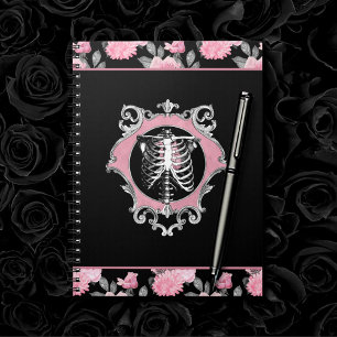 Caderno Espiral Amor Gótico Coração Floral, de Coração, Cor-de-R
