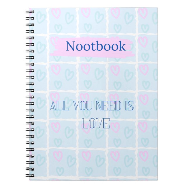 Caderno Espiral Amor no notebook pastel (Frente)