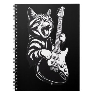 Caderno Espiral Amor por Música Legal Gato de Rock Tocando Guita