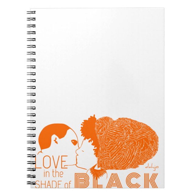 CADERNO ESPIRAL AMOR PRETO EM LARANJA (Frente)