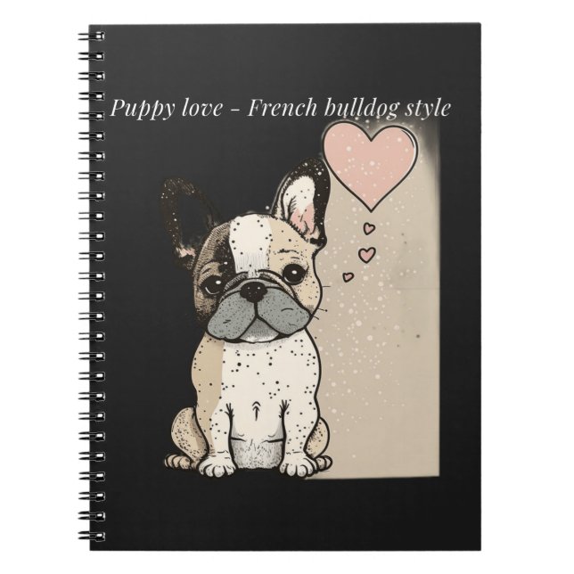 Caderno Espiral Amor puppy - Estilo de buldogue francês (Frente)