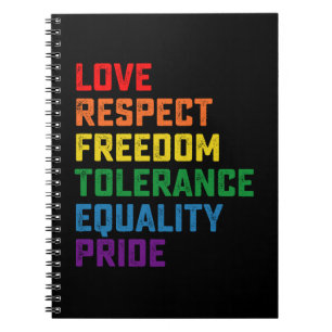 Caderno Espiral Amor Respeito Liberdade Tolerância Igualdade Orgul
