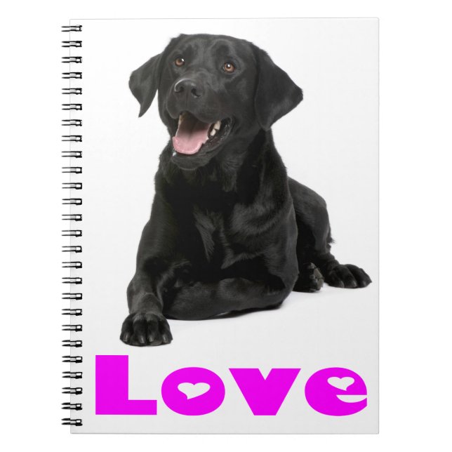 Caderno Espiral Amor Roxo Preto Labrador (Frente)